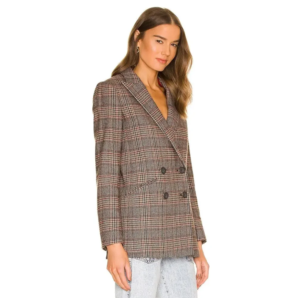 Veronica Beard Oria Dickey Blazer Checkered Plaid Jacket Wool Coat Size 6 - Picture 3 of 15